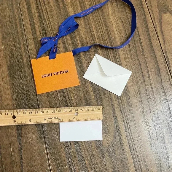 Authentic Louis Vuitton Orange Gift Box, Ribbon, 3” Name Card, and Bag Set - Picture 11 of 16